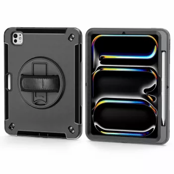 4smarts Rugged Case Grip 541161 apsauginis dėklas Apple iPad Pro 11 (M5 2025 / M4 2024), 27,9 cm (11 colių), polikarbonato/TPU, su stovu, juodas