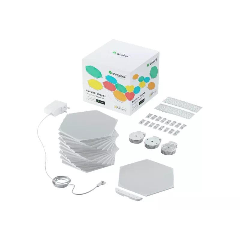 LED šešiakampis skydinis šviestuvas Nanoleaf NL42-6002HX-15PK, RGB, 15 vnt. rinkinys, AC maitinimas