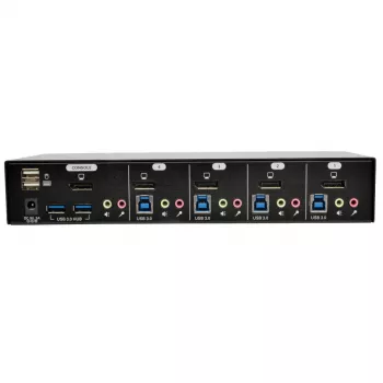 Eaton Tripp Lite 4 prievadų DisplayPort KVM jungiklis su garso kabeliais ir USB 3.0 SuperSpeed šakotuvu (B004-DPUA4-K)