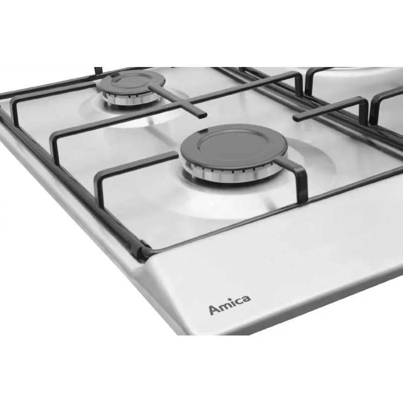 Įmontuojama dujinė kaitlentė Amica PGA6100BpR, 4 degikliai, mechaninis valdymas, nerūdijantis plienas