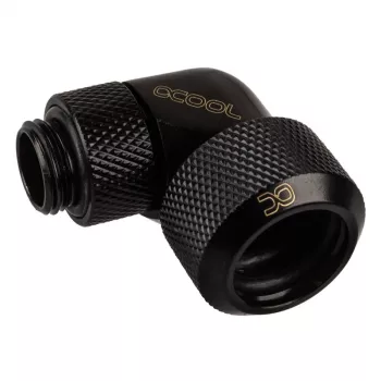 Alphacool Eiszapfen 16mm HardTubo įsukama jungtis 90° pasukama G1/4 – kampinė užspaudžiamoji jungtis skysčio aušinimo sistemai – gili juoda