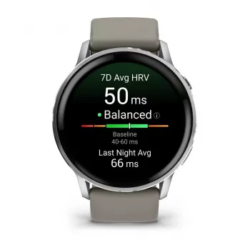 Išmanusis laikrodis Garmin Venu 4 1,4 colio AMOLED GPS Wi-Fi 45 mm sidabrinis