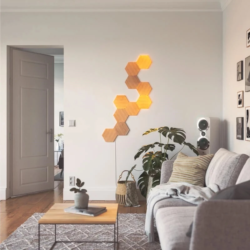 Nanoleaf Elements Wood Look Hexagons Starter Kit (13 plokščių) | Šalta balta + Šilta balta