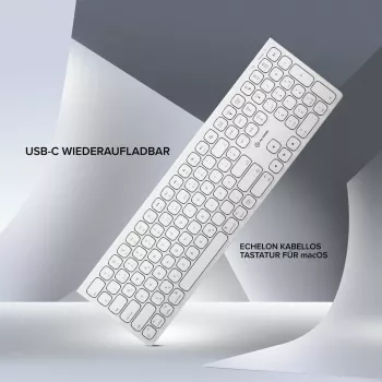 ALOGIC Echelon USB-C įkraunama belaidė klaviatūra, pilno dydžio QWERTZ