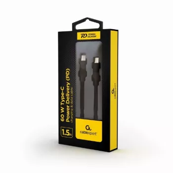 USB C laidas vyriškas - vyriškas USB C Power Delivery 60W įkrovimui ir duomenims 1.5m