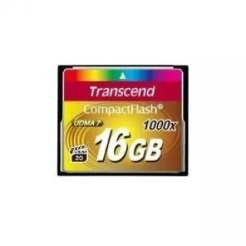 TRANSCEND TS16GCF1000 „Compact Flash“ atminties kortelė 16GB 1000x (skaitymas 160MB/s, rašymas 70MB/s)