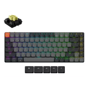 Mechaninė klaviatūra Keychron K3X-B4 — 75% žemo profilio, laidinis ir Bluetooth 5.2, USB-C, RGB foninis apšvietimas, pilka, baterija iki 124 h