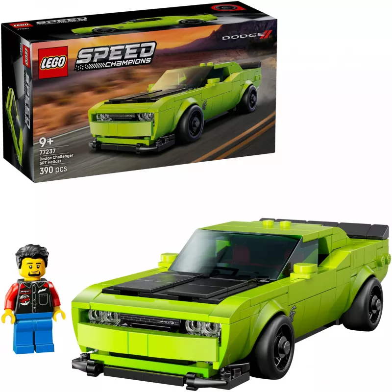 Konstrukcinis automobilis LEGO Speed Champions Dodge Challenger SRT Hellcat 77237 — 390 dalių, 1 minifigūrėlė, nuo 9 metų