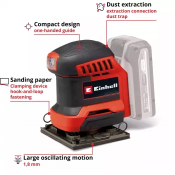 Einhell Power X-Change akumuliatorinis orbitinis šlifuoklis TE-OS 18/113 Li-Solo, 18V