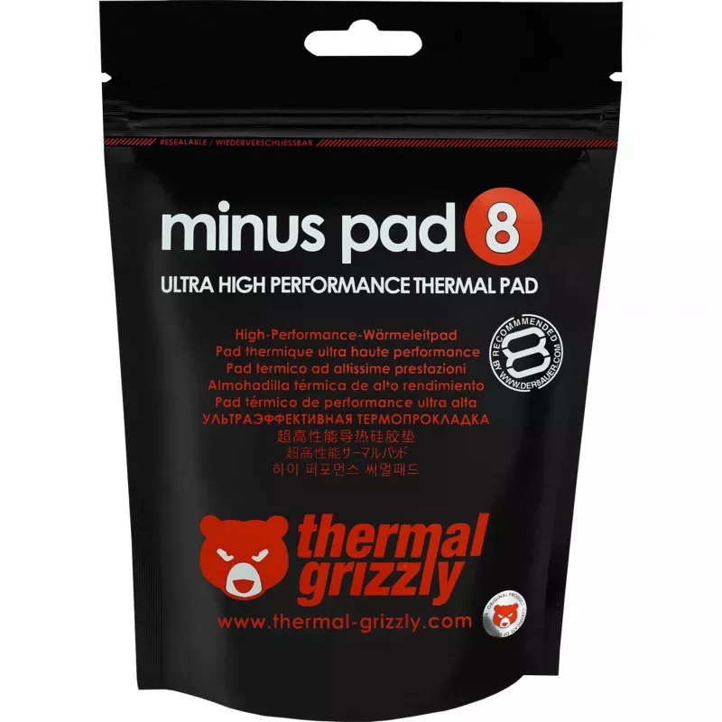 Terminis paduklas Thermal Grizzly Minus Pad 8 — 100 x 100 x 3,0 mm, rožinis