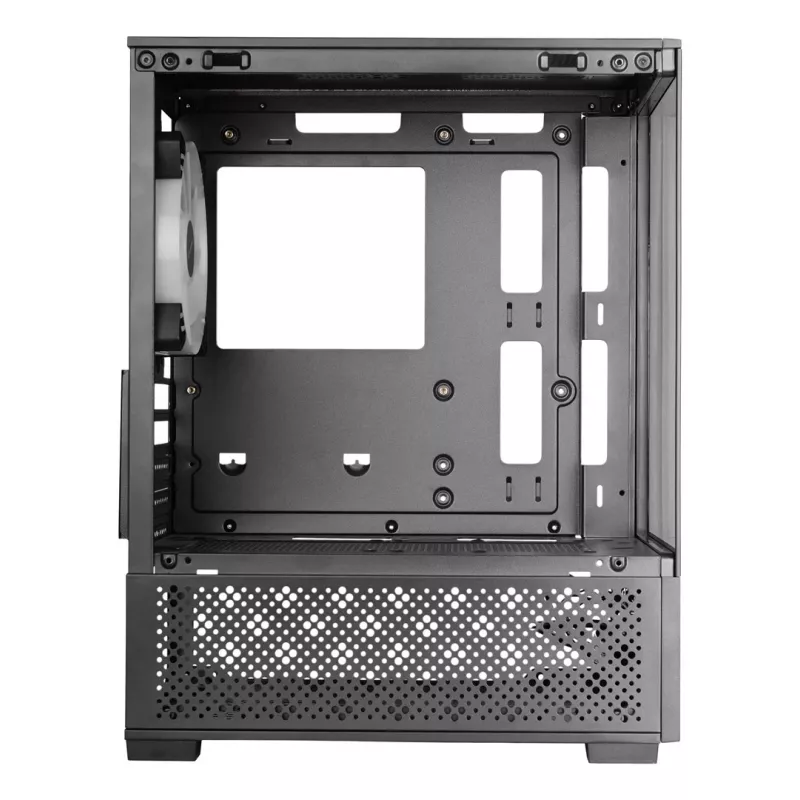 Mini bokso korpusas TACENS Mars Gaming MC-SE2 — Mini-ITX / Micro-ATX, juodas, šoninis langas, maitinimo šaltinis apačioje, palaiko 2x2,5 colio + 1x3,5 colio
