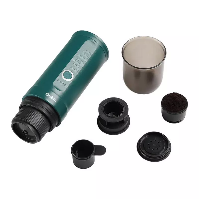 Nešiojamas espreso aparatas OUTIN Outin Nano Black Teal – 20 bar, malta kava, 7500 mAh baterija, 0,67 kg