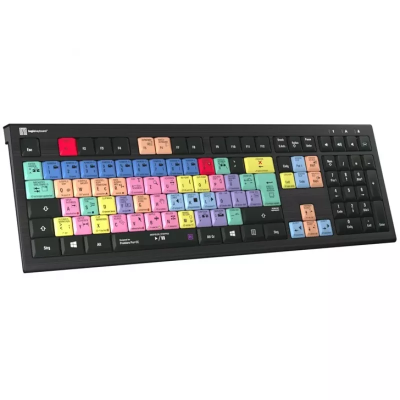 Logickeyboard ASTRA 2 apšviesta klaviatūra Adobe Premiere Pro CC vokiškam išdėstymui (LKB-PPROCC-A2PC-DE)
