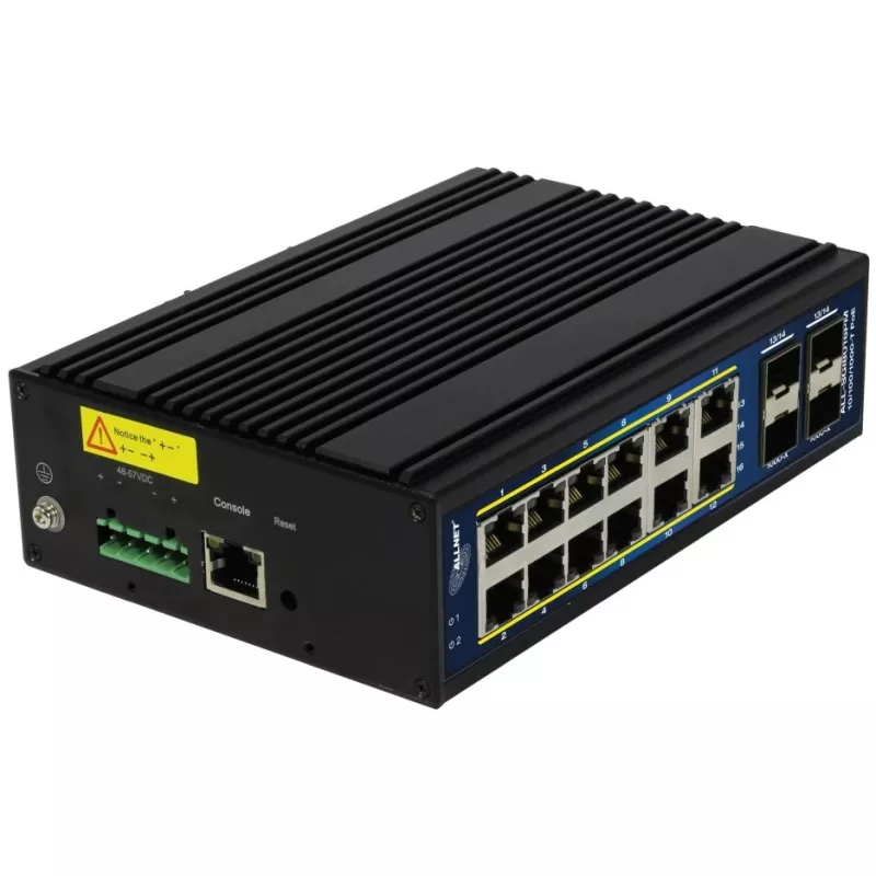 Valdomas komutatorius ALLNET ALL-SGI8016PM L2+/L3 12x Gigabit Ethernet PoE