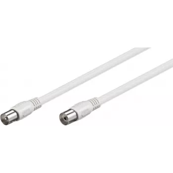 Goobay anteninis kabelis (A klasė, >85 dB), 2x ekranuotas, 5 m, baltas - Coax kištukas > Koax lizdas (visiškai ekranuotas) (66616)