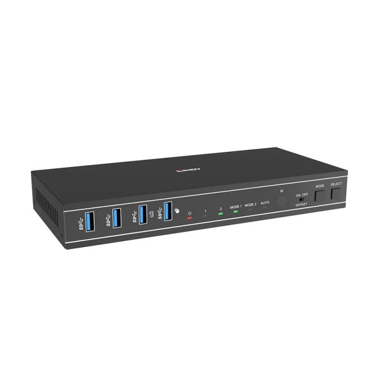 Lindy 2 prievadų dviejų galvučių HDMI 4K60, USB 3.0 KVM jungiklis, 4096 x 2160 pikselių, 4K Ultra HD, juodas