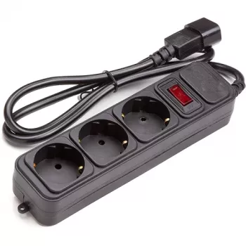 Ilgiklis UPS 1m, 3 lizdai, su jungikliu, Black