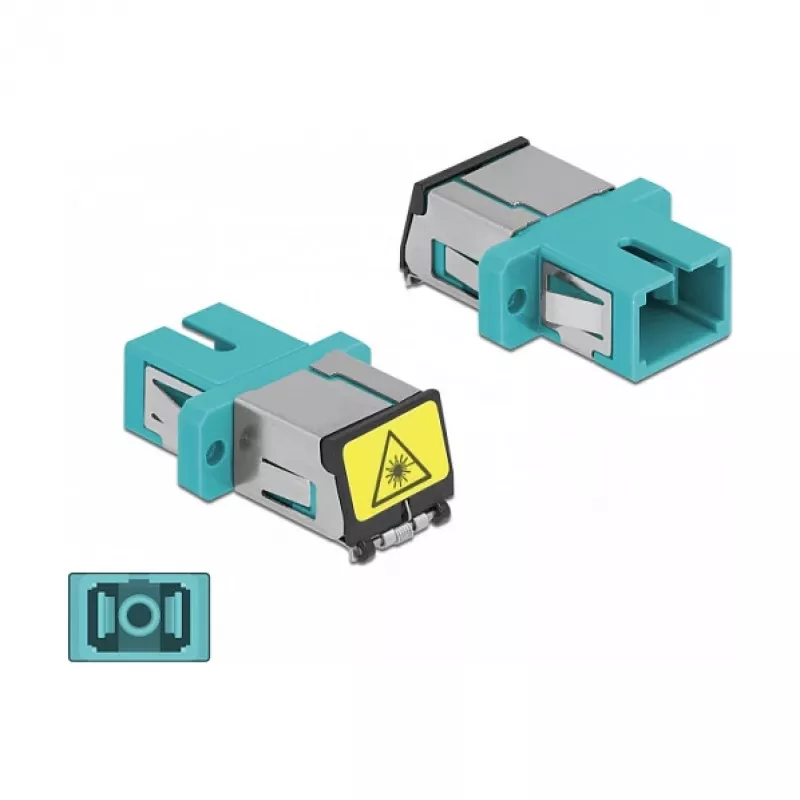 Optiminis skaidulų movos jungtis DeLOCK 86890 SC Simplex moteriška į SC Simplex moteriška, daugiamodė, aqua