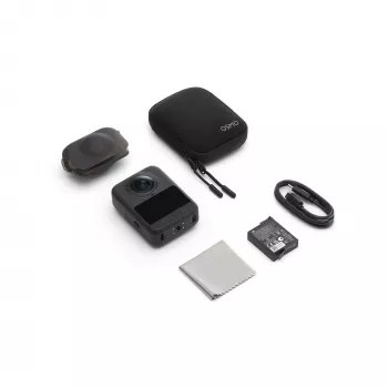 Veiksmo kamera DJI Osmo 360 Standard Combo – 8K itin didelė raiška, 120 MP CMOS, 240 kadrų/s, elektroninis stabilizavimas, 2 colių ekranas, MicroSD, 183 g, juoda