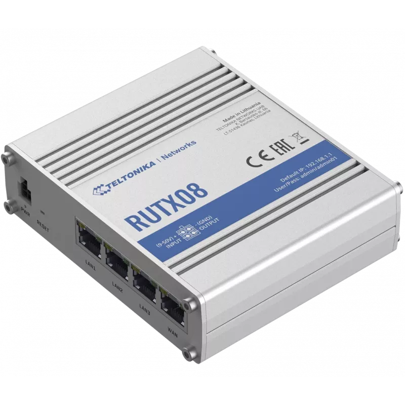 Teltonika RUTX08 laidinis maršrutizatorius Gigabit Ethernet Nerūdijantis plienas