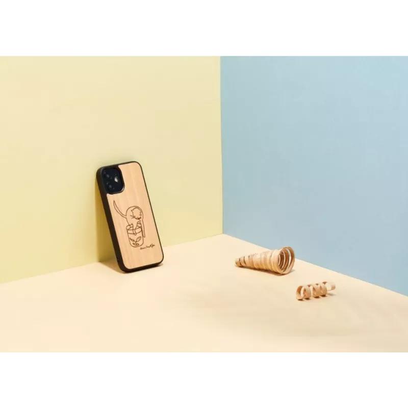 Dėklas iPhone 12 mini man and wood – spausdintas katinas su raudona žuvimi