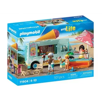 PLAYMOBIL žaidimų rinkinys Ledų furgonas ir banglenčių parduotuvėlė 71904 su figūrėlėmis