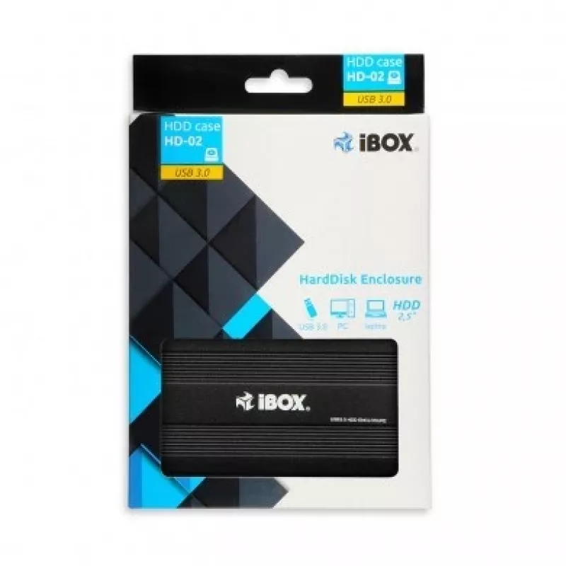 iBOX HD-02 išorinis dėklas 2,5 colio SATA diskams, USB 3.0, aliuminis, juodas