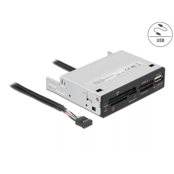 DeLOCK 91708 kortelių skaitytuvas USB 2.0 vidinis, juodas/pilkas, CF, SD, MicroSD