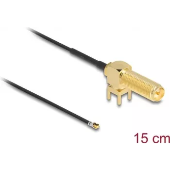 Koaksialinis kabelis DeLOCK 12032 0,15 m RP-SMA I-PEX MHF4 Juodas