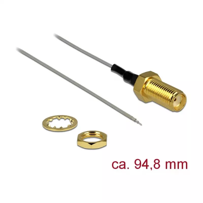 Koaksialinis kabelis DeLOCK 89600 94,8 mm SMA atviras galas skardintas auksinis pilkas
