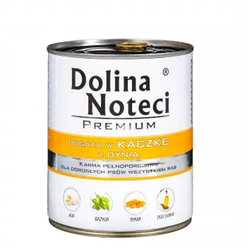 Šlapias šunų ėdalas dolina noteci Premium Rich in duck with pumpkin 800 g – pilnavertis suaugusių šunų ėdalas, be grūdų, 78% drėgmės