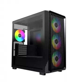 Montech X5M (B) „Micro Tower“ kompiuterio korpusas – Micro-ATX/Mini-ITX, 3×120 mm priekyje, 1×120 mm gale, palaiko ATX maitinimo šaltinį, 2×3,5 colio + 4×2,5 colio, juodas