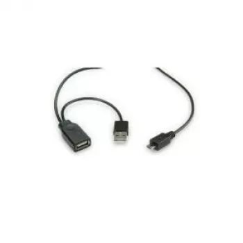 ROLINE USB 2.0 Y kabelis - 2x Type A (ST / BU) - Micro B ST - 1m - Ekranuotas