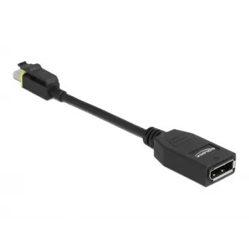 DeLOCK - DisplayPort adapteris - Mini DisplayPort (kištukas) su fiksavimu į DisplayPort (lizdas) - DisplayPort 1.4 - 15 cm - be halogenų, 8K palaikymas - Juoda (65978)