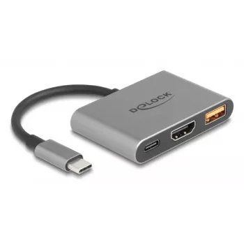 DeLOCK 61071 vaizdo kabelio adapteris 0,1 m USB Type-C / USB Type-C / USB Type-A / HDMI pilkas