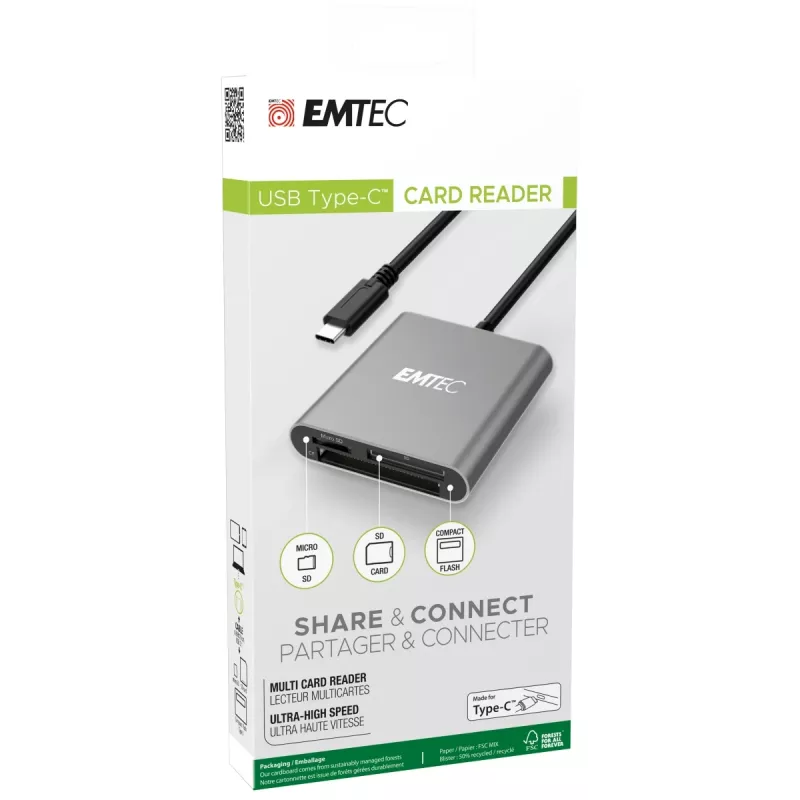 Kortelių skaitytuvas Emtec ECCAREADT610C USB 3.1 pilka