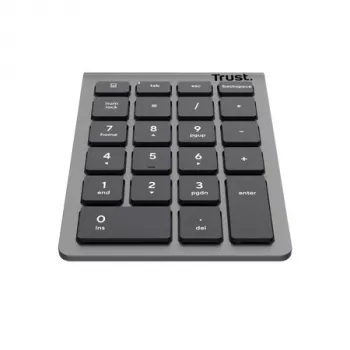 Numeric klaviatūra TRUST Xalas 22 klavišų belaidė RF žirklinis jungiklis nešiojamam/PC, sidabrinė, 94 g