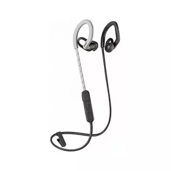 Poly BackBeat Fit 350 – Ausinės su ausų kabliukais, į ausį įdedamos, sportinės, pilkai baltos