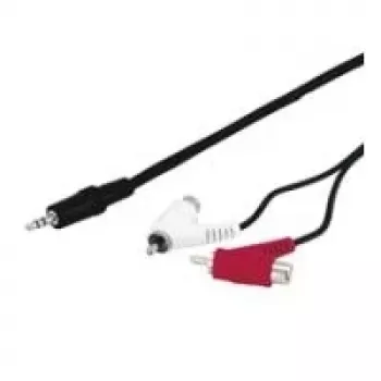 Wentronic Goobay 3,5 mm lizdo / RCA adapterio kabelis, juodas, 1,5 m - 3,5 mm kištukas (3 kontaktai, stereo) > 2x RCA kištukas (audio kairė/dešinė) (50213)