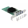 DeLOCK PCI Express x4 kortelė 4 x išoriniai USB 3.0 keturi kanalai - Low Profile