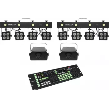 Apšvietimo rinkinys EUROLITE KLS-180 LED 2x + WF-40 LED 2x su DMX valdikliu