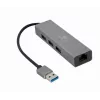 Gembird A-AMU3-LAN-01 USB-A į Gigabit LAN adapteris su 3 prievadų USB 3.0 šakotuvu, juodas