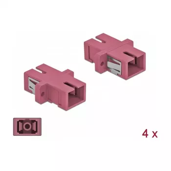 Skaidulinio optinio ryšio adapteris SC motina–motina DELOCK 85995, violetinis, 4 vnt. pakuotė