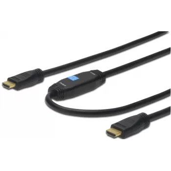 Assmann HDMI High Speed jungiamasis kabelis, tipas A, su stiprintuvu, M/M, 40,0 m, buvęs HDMI 1.3, UL, juodas, auksuoti kontaktai (AK-330105-400-S)
