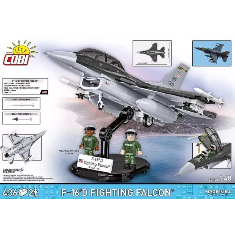 Statybinis rinkinys Cobi F-16D Fighting Falcon, 436 dalių