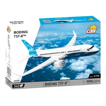 Konstruktorius Cobi Boeing 737-8 – 340 detalių, rekomenduojamas amžius 7+, mėlynas ir baltas