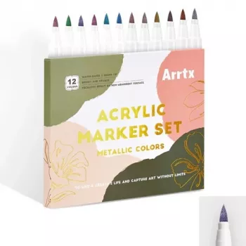 Arrtx LC303649 akriliniai markerių rinkinys – 12 metalinių spalvų