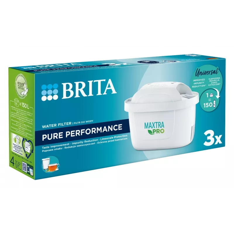 Vandens filtro kasetė BRITA Maxtra+ Pure Performance, technopolimeras, 150 L talpa, 3 vnt.