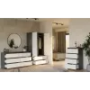 Spinta MALWA SS-90, 90×180×50 cm, antracitinis rėmas, balti varstomi durys, 2 stalčiai, laminatas 16 mm