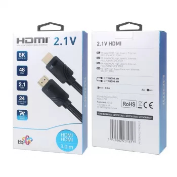 HDMI 2.1 laidas premium 3 m 8K juodas, skirtas žaidėjams